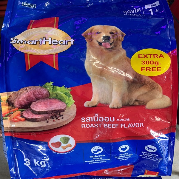 SmartHeart Original Adult Dog Food Roast Beef Flavor 3KG (Inner 300G Free) 100 Percent Authentic for all Dog